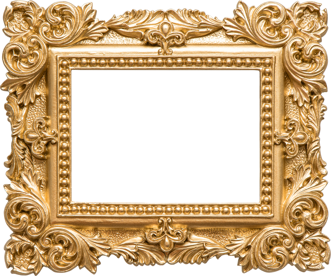 Golden picture frame baroque style. Vintage art object